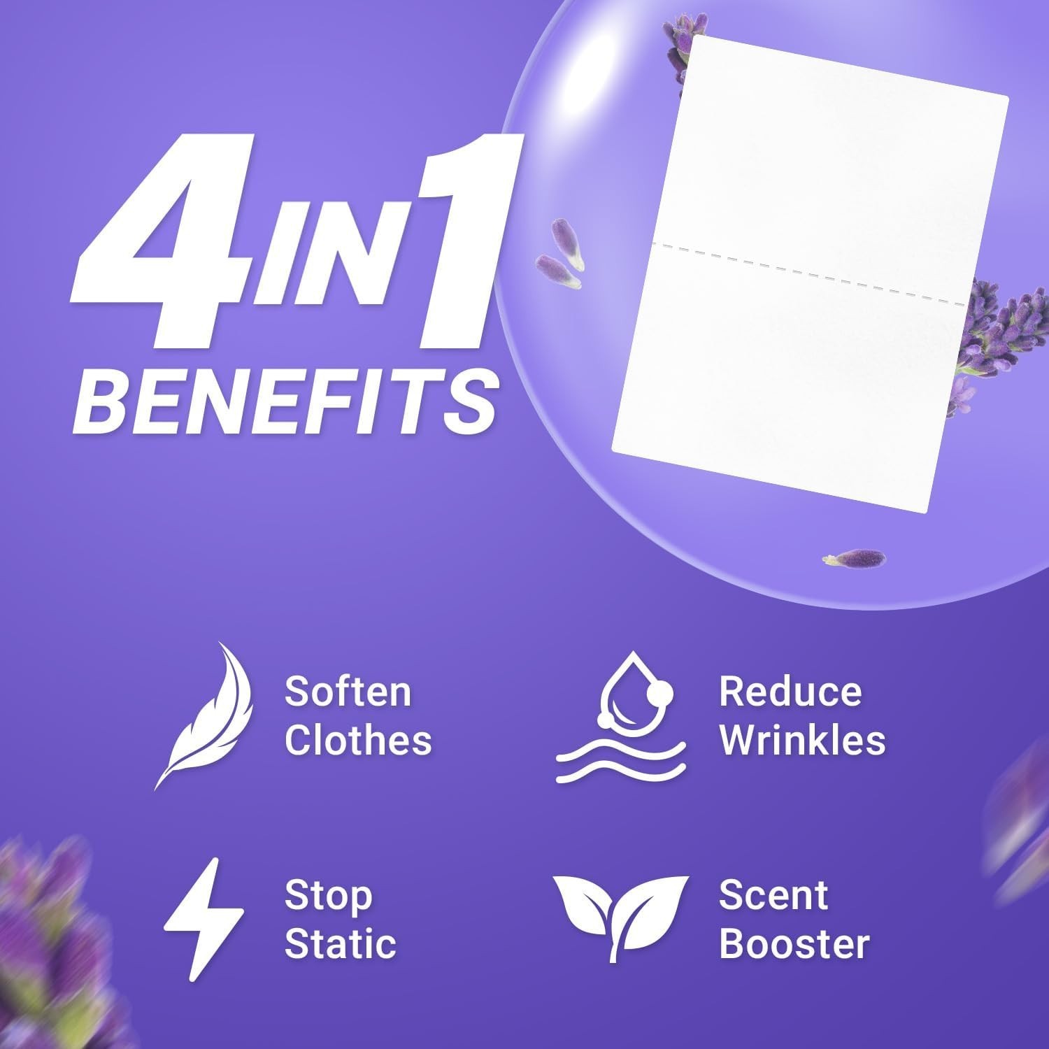 Travel-Friendly Lavender Fabric Softener Sheets – 240 Loads, Safe and Effective