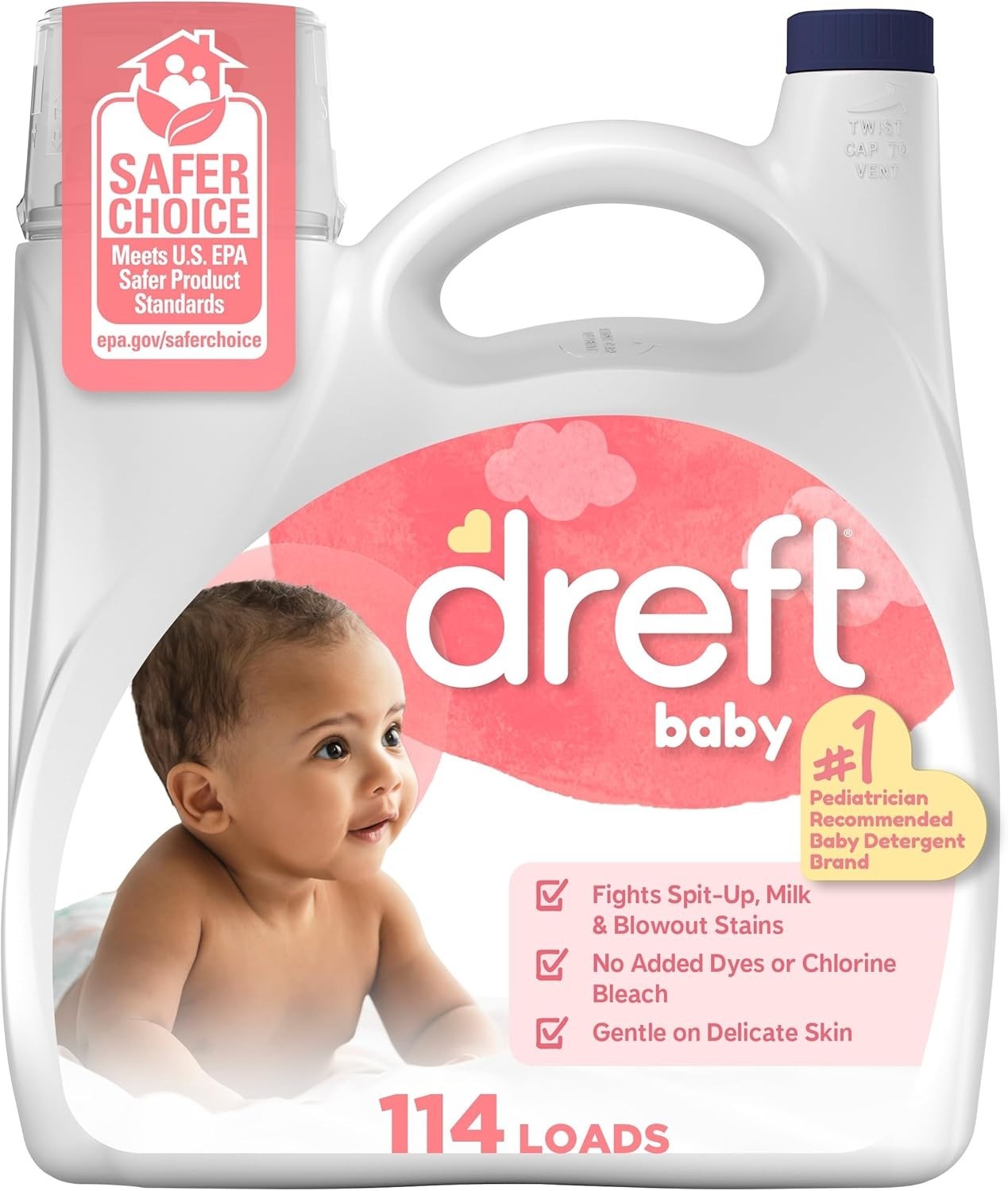 Dreft Baby Laundry Detergent 150oz 114 Loads Gentle Stain Odor Removal hypoaller