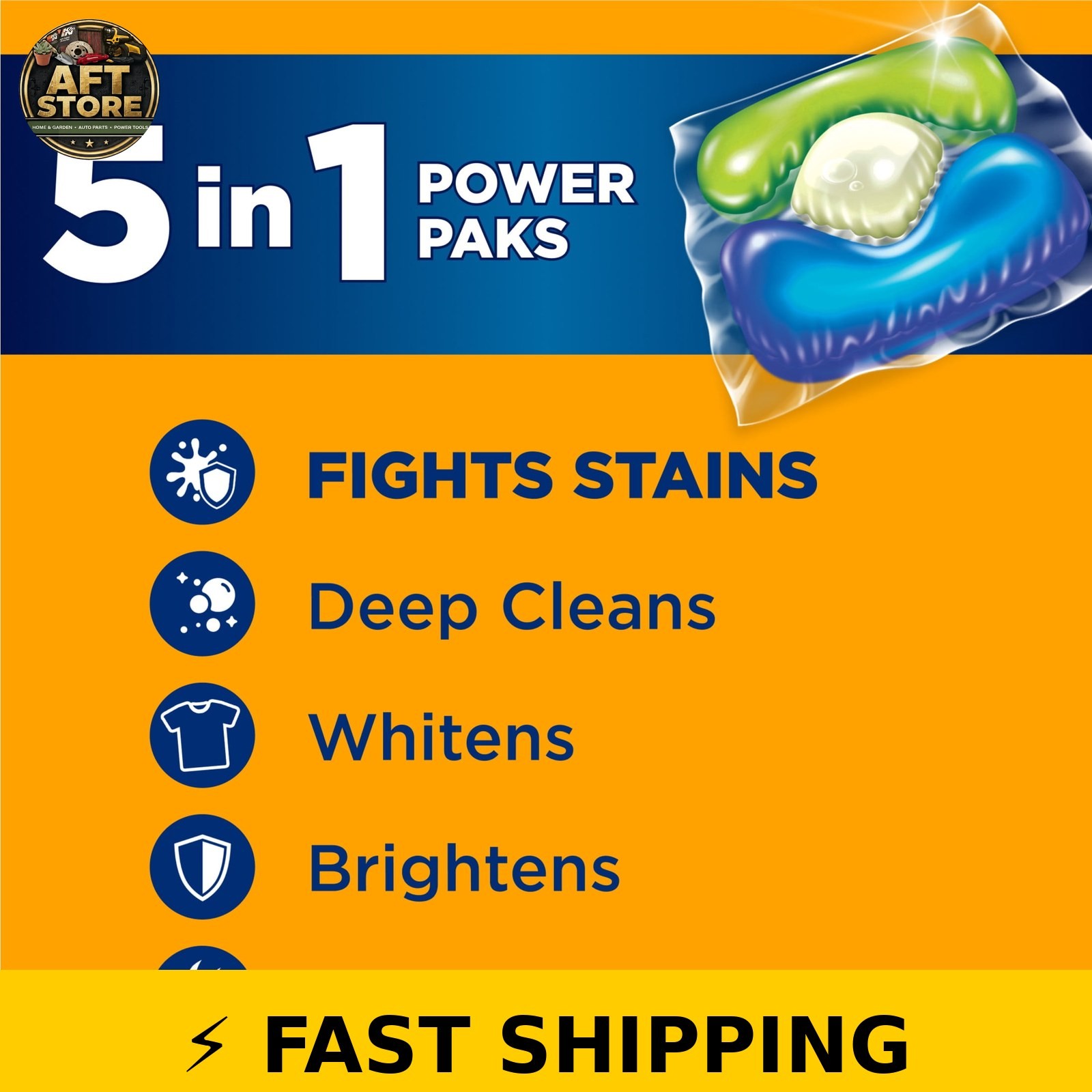 ARM & HAMMER Plus OxiClean 5-in-1 Laundry Detergent Paks, Fresh Scent, 42 Count