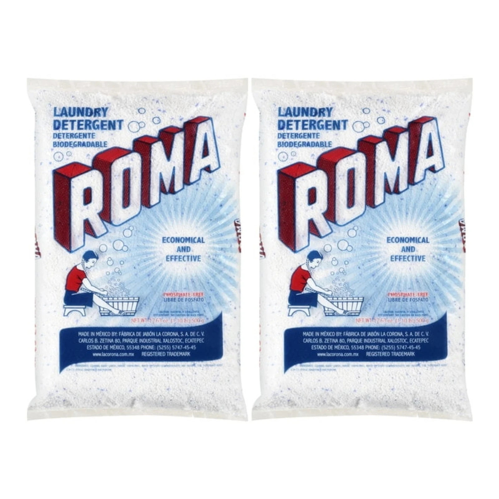 Roma Laundry Powder Laundry Detergent, 17.63oz (500g) (Pack of 2)