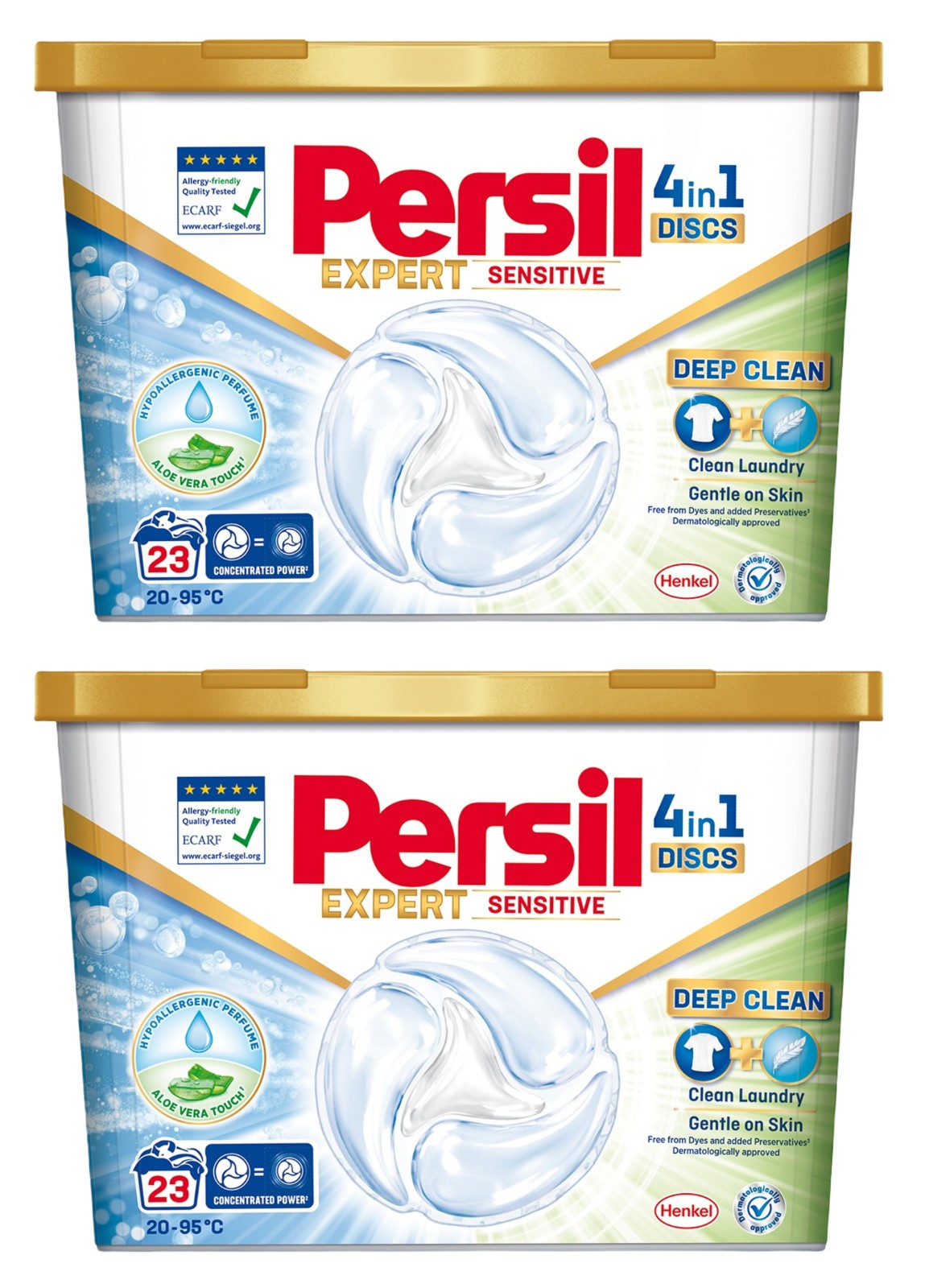 2 PERSIL EXPERT SENSITIVE Aloe Vera 4in1 Discs Laundry Detergent 23 Loads Boxes