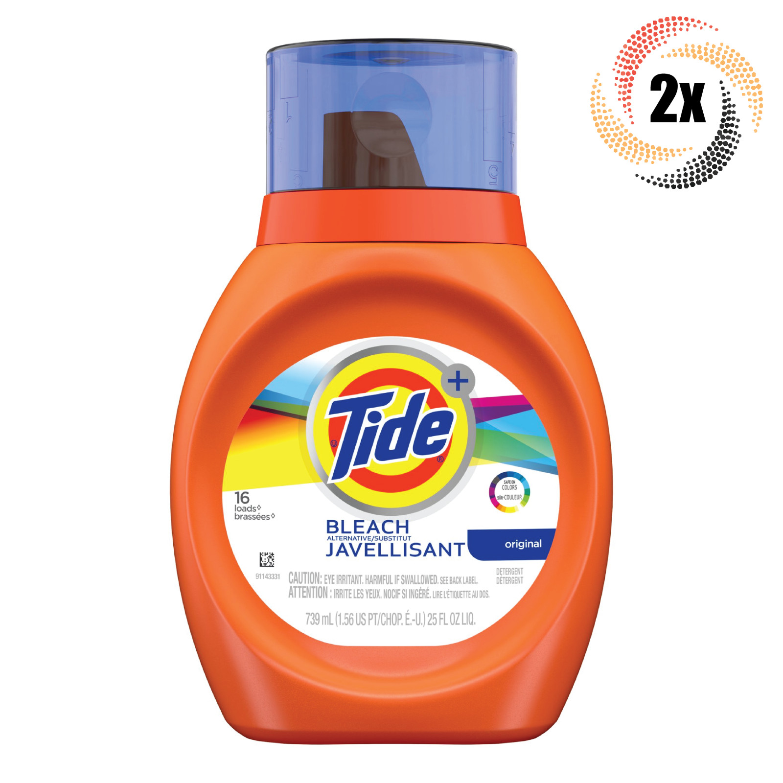 2x Bottles Tide Plus Bleach Alternative Liquid Laundry Detergent | 25oz