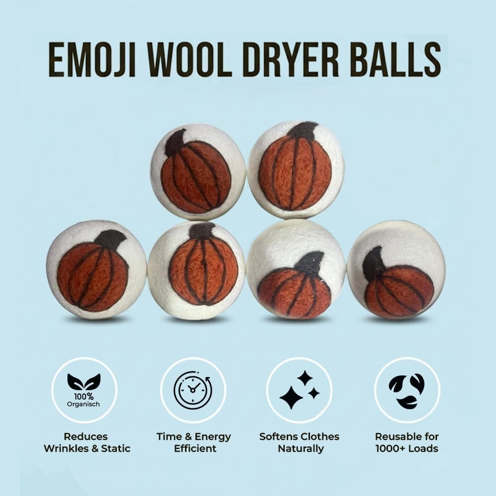 Quality Wool Dryer Balls – 6 XL Pumpkin Pack – 1000+ Loads – Pure Organic Woo…