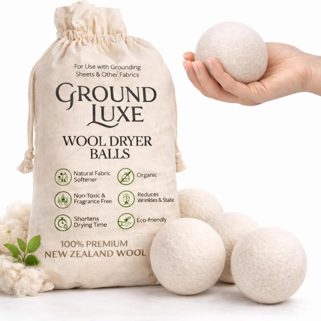 Premium New Zealand Wool Dryer Balls – 6-Pack, 100% Organic, Hand-Felted, Reusab