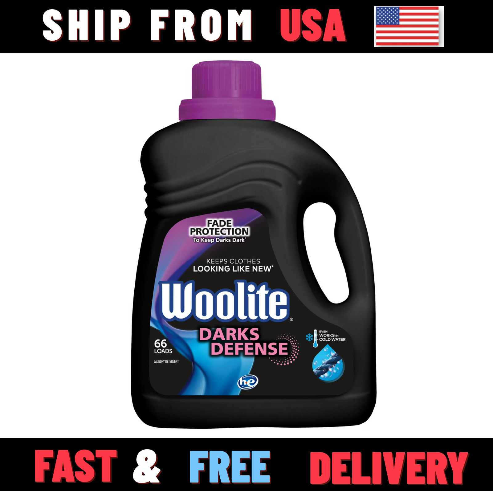 Woolite Darks Defense Liquid Laundry Detergent, 66 Loads, 100 Fl Oz, HE & Regula