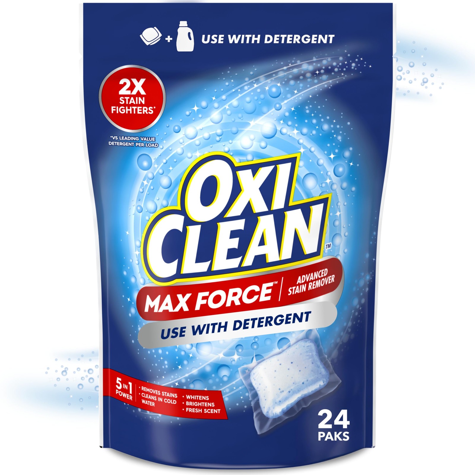 OxiClean Max Force Advanced Stain Remover Power Paks, 24 24 Count (Pack of 1)