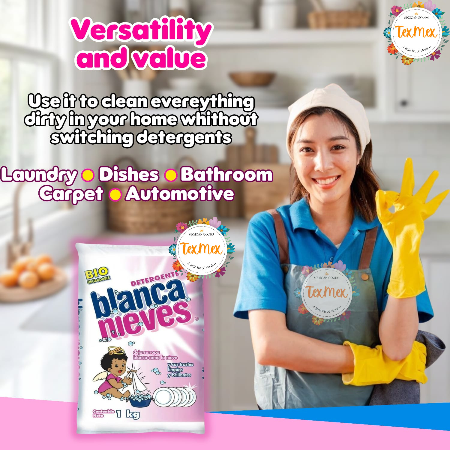 BLANCA NIEVES DETERGENTE PARA ROPA EN POLVO 1 KG BIODEGRADABLE