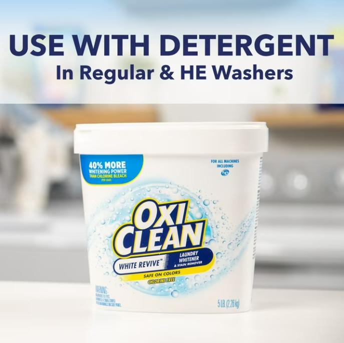 OxiClean White Revive Laundry Whitener and Laundry Stain Remover Powder, 3 lb
