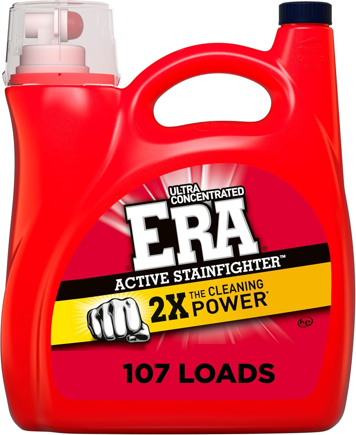 Era 2X Ultra Active Stainfighter Formula Liquid Laundry Detergent 154 Fl Oz, 107