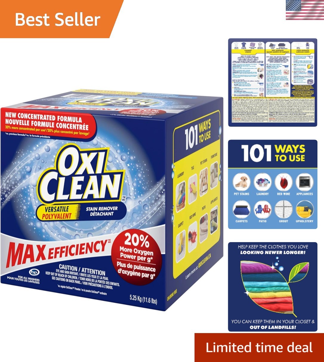 Eco-Friendly Stain Remover Powder – 275 Loads, Fresh Scent, Chlorine-Free