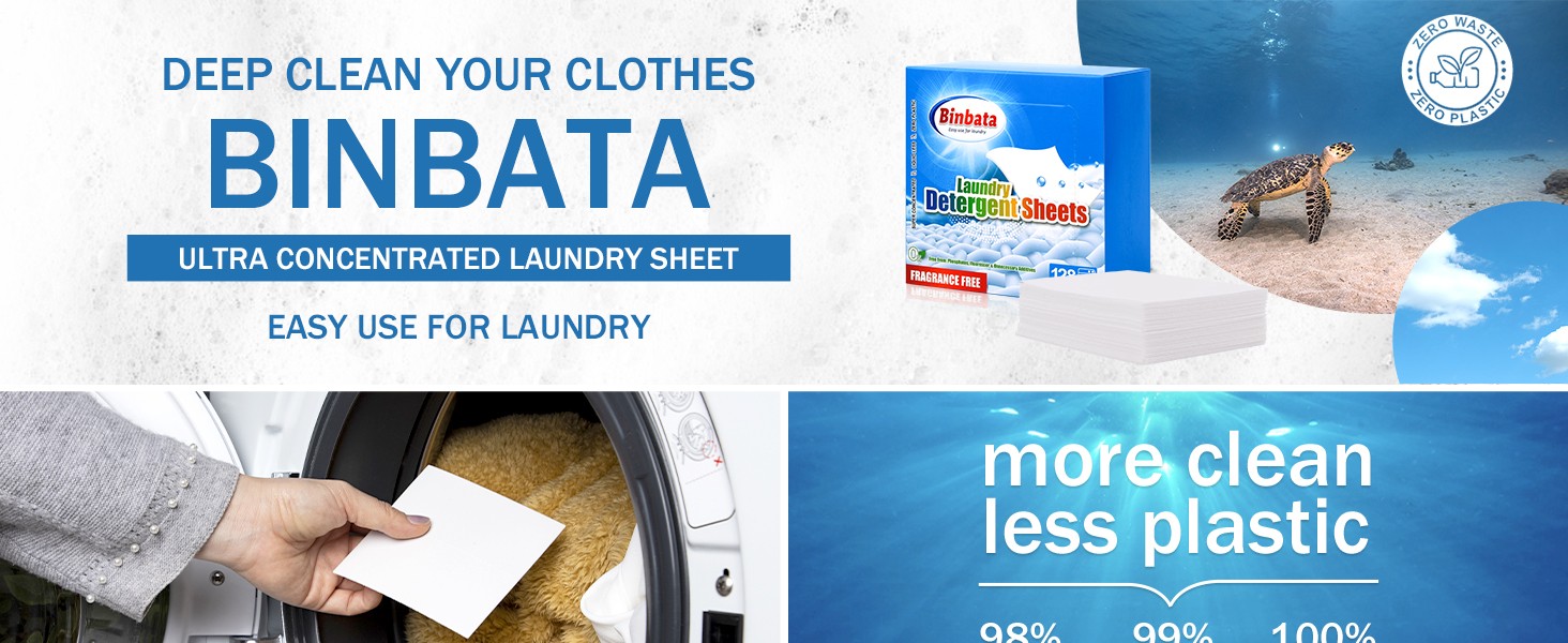 Laundry Detergent Sheets, Up To 128 Loads Hypoallergenic Eco-Friendly Unscented