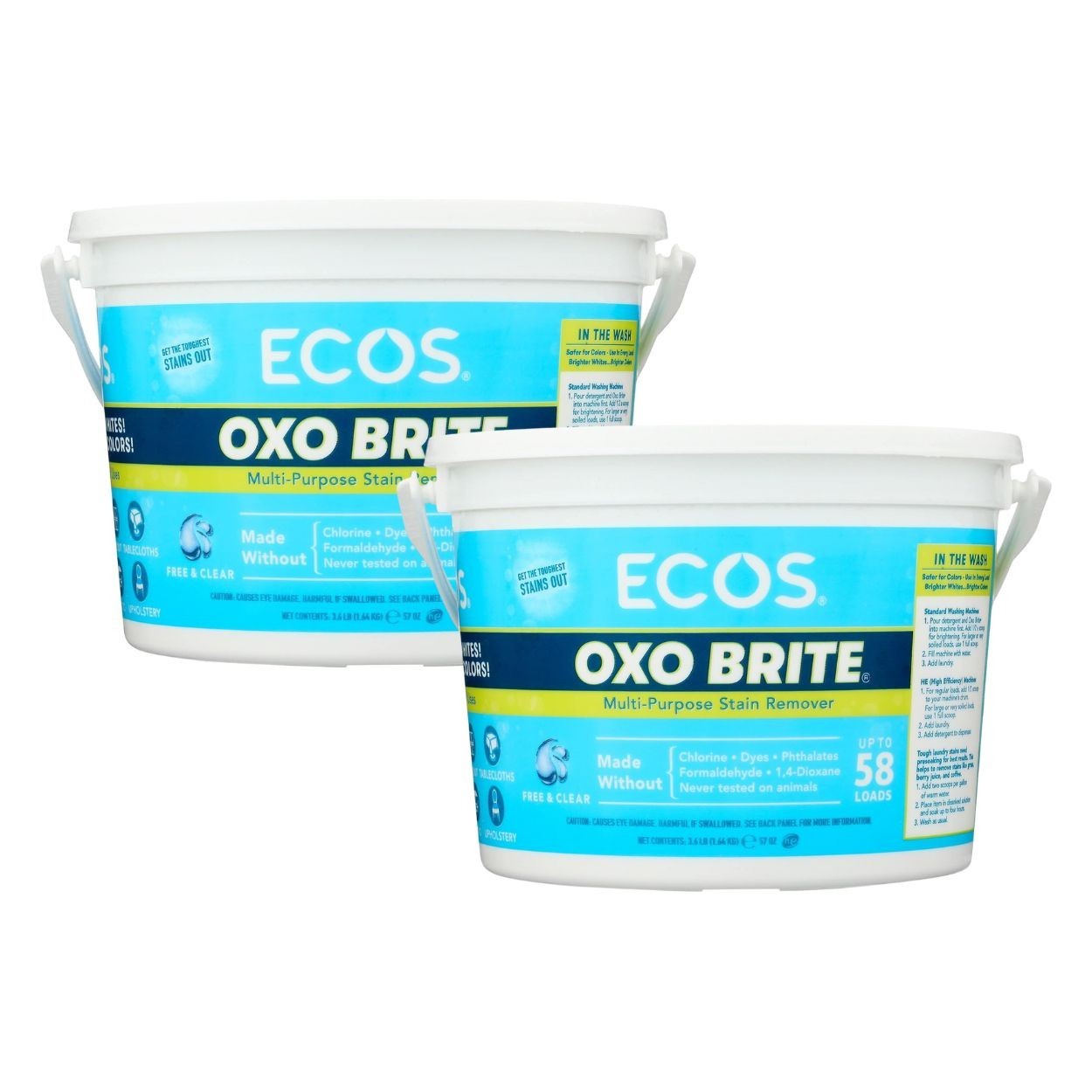 LOT OF 2 Earth Friendly Oxo Brite Multi-Purpose Stain Remover, 3.6 lbs Each