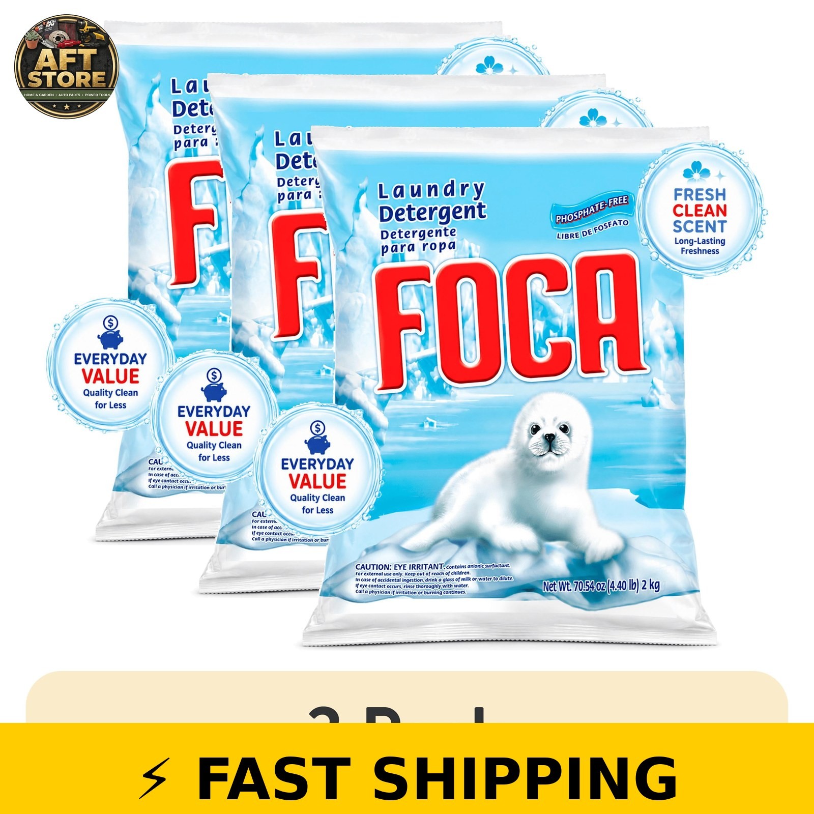 Foca Laundry Detergent 3 Pack – Biodegradable & Phosphate-Free