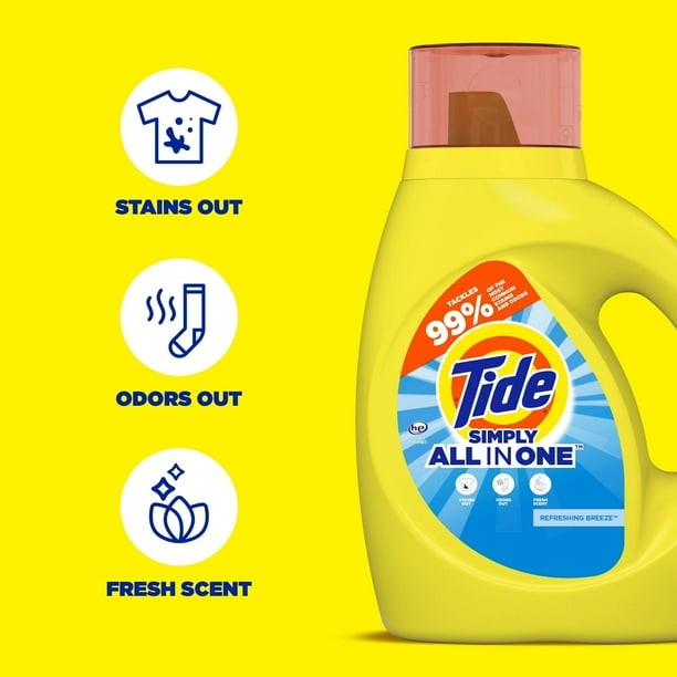Tide Simply Liquid Laundry Detergent, Refreshing Breeze Scent, 84 fl oz, 64 Load