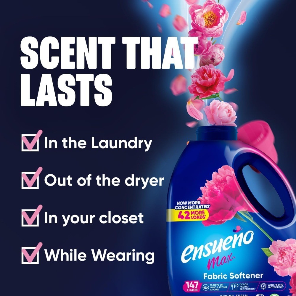 Liquid Fabric Softener Spring Fresh Scent 125 fl oz Color-Safe Softens 147 Loads