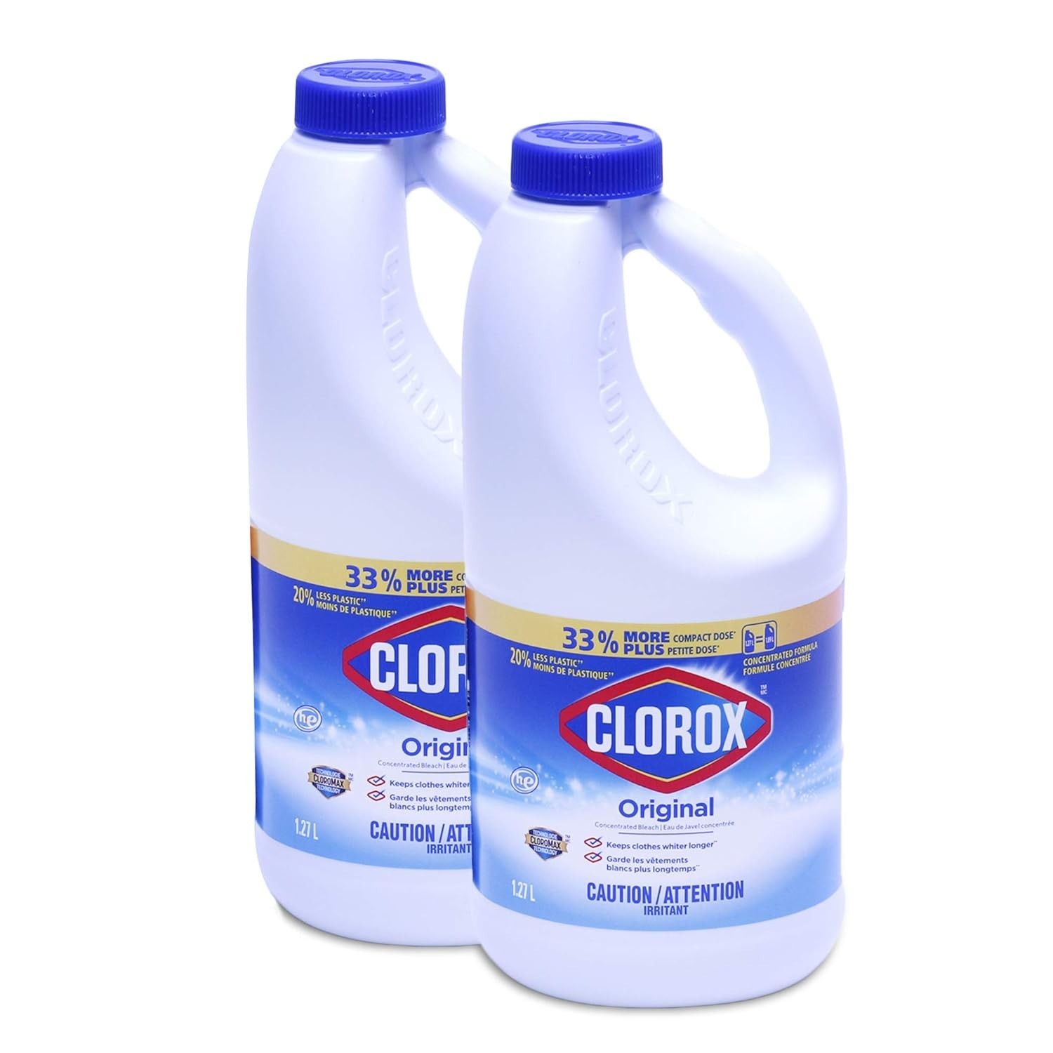 Clorox Concentrated Liquid Bleach Original 1.27 L x 2 Pack with Cloromax Tech