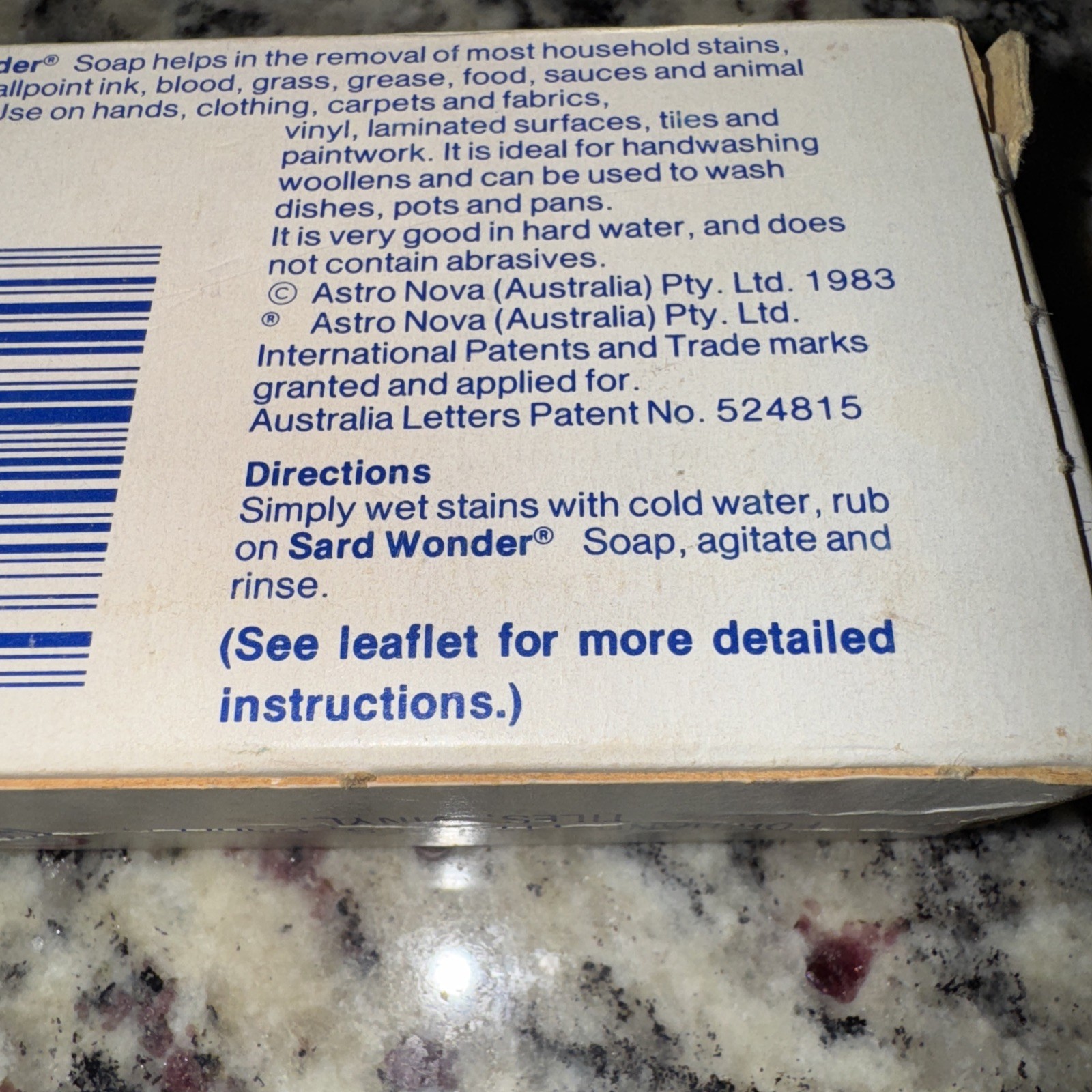 Australian Sard Wonder Soap Multi Purpose Stain Removing 125 Gram Bar When Pack