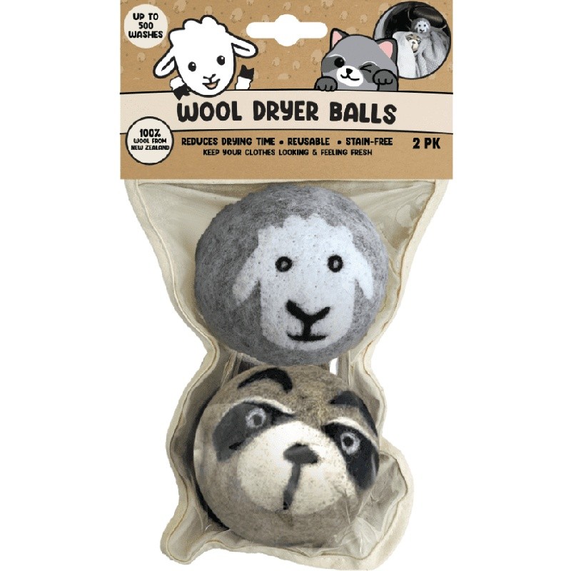 Eco-Friendly Wool Dryer Balls 2pk Reusable Bag Chemical-Free Wrinkle Reduction