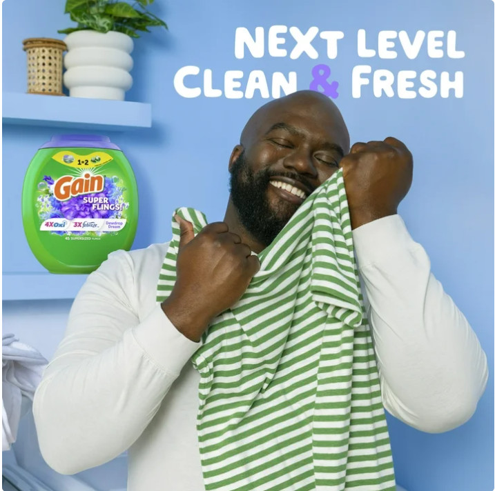 4 Bag Gain Relax Flings Laundry Detergent Packs, Dewdrop Dream Scent, 18 Ct Pk