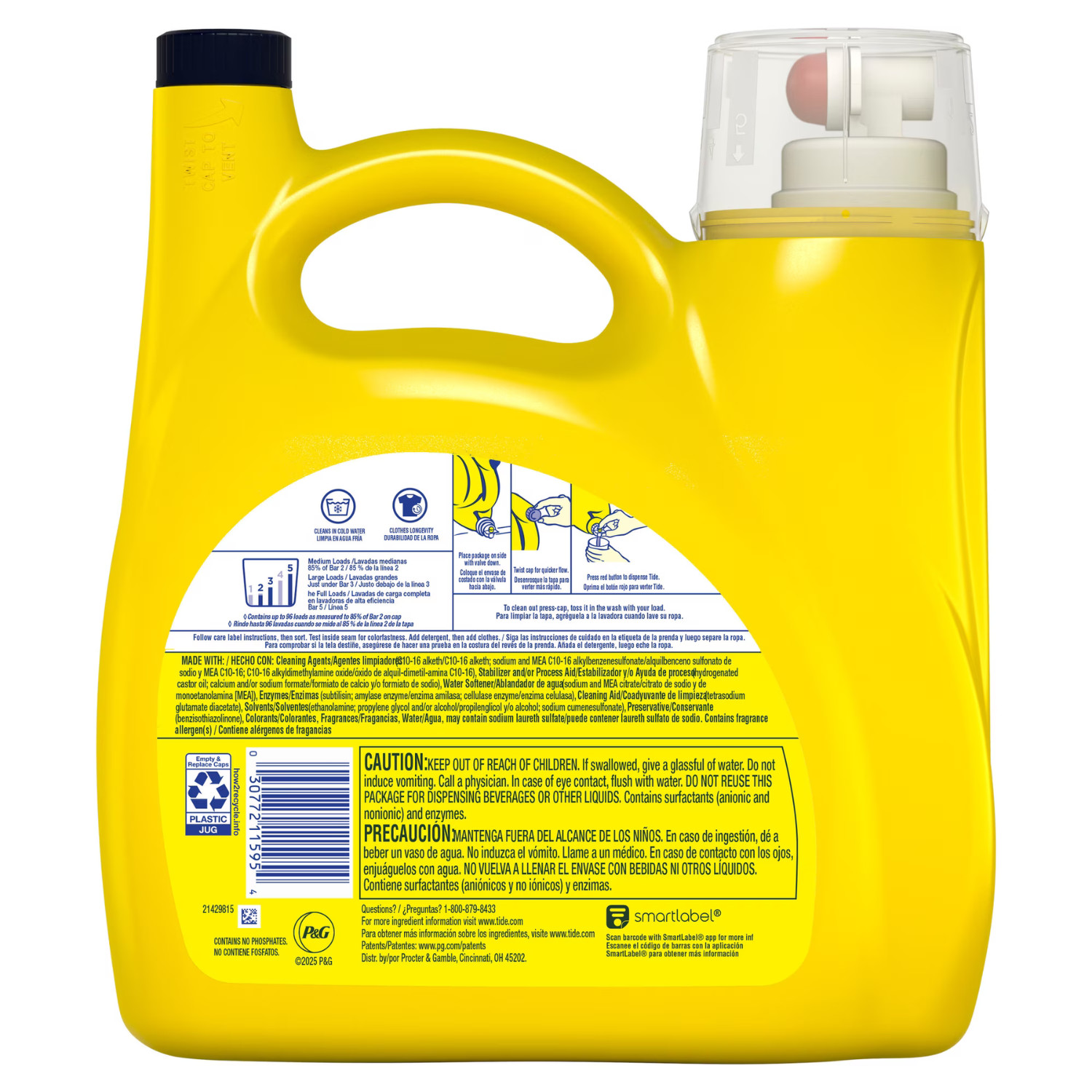 Tide Simply Oxi Boost Laundry Detergent Sunny Breeze 129 fl oz 96 Loads, 3 Pack