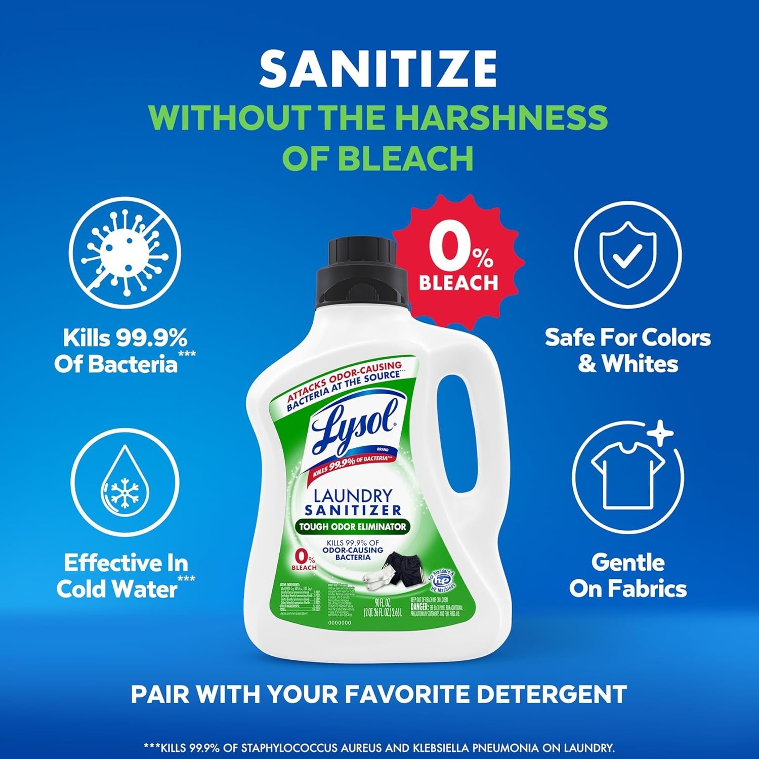 Lysol Laundry Sanitizer Tough Odor Eliminator 90oz Additive
