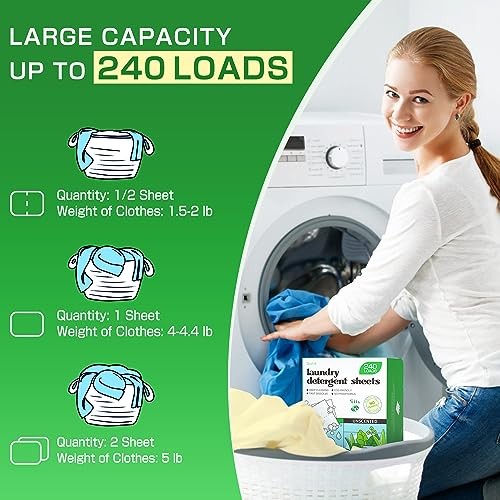 Soulink Laundry Detergent Sheets 240 Loads Unscented Hypoallergenic Eco