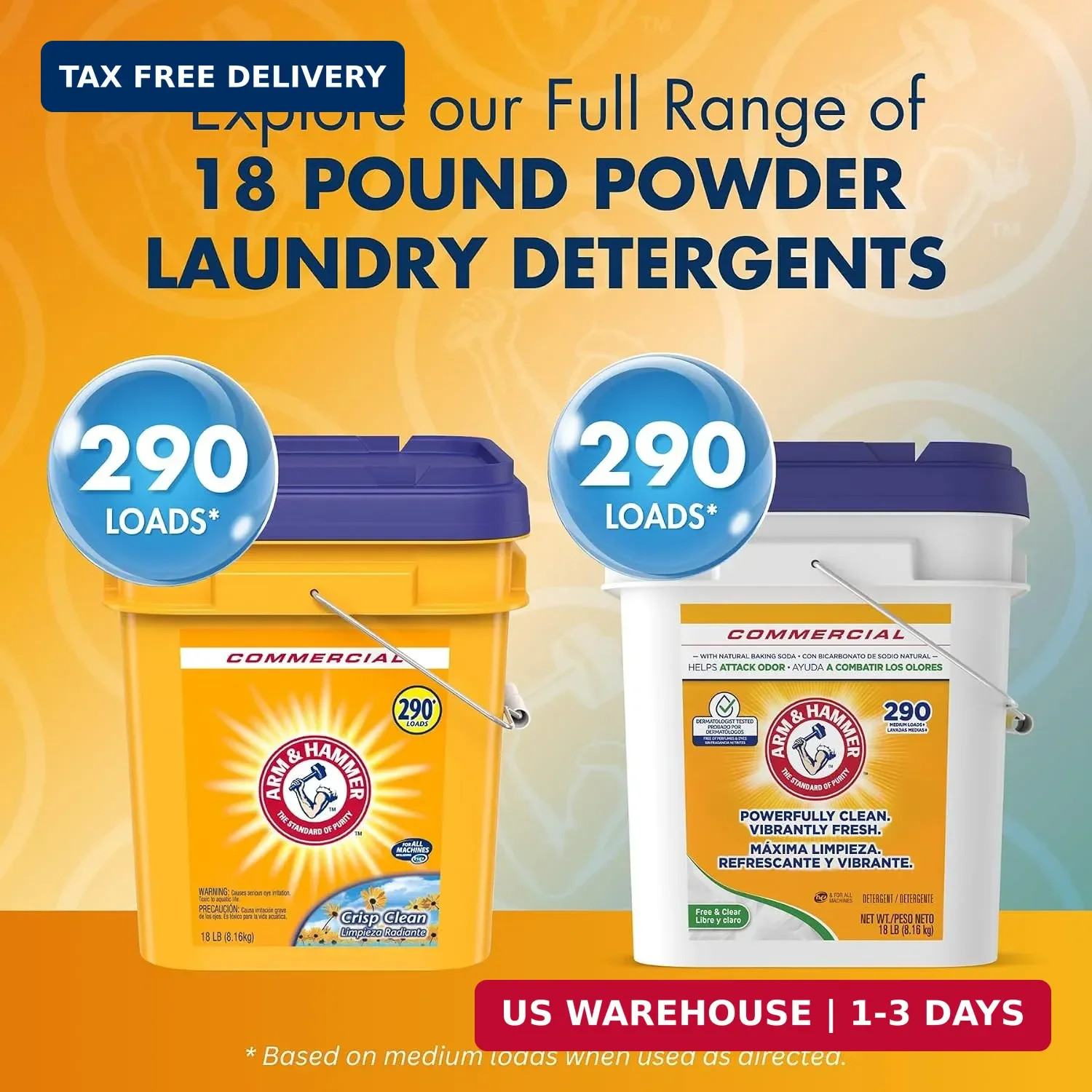 Arm & Hammer, Professional Powder Laundry Detergent, Crisp Clean, 18lb Pail (Pac