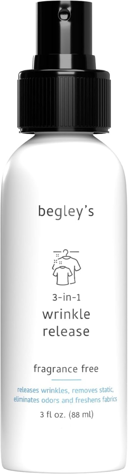 3-in-1 Wrinkle Remover Spray 3 oz USDA Certified Biobased Fragrance-Free Travel