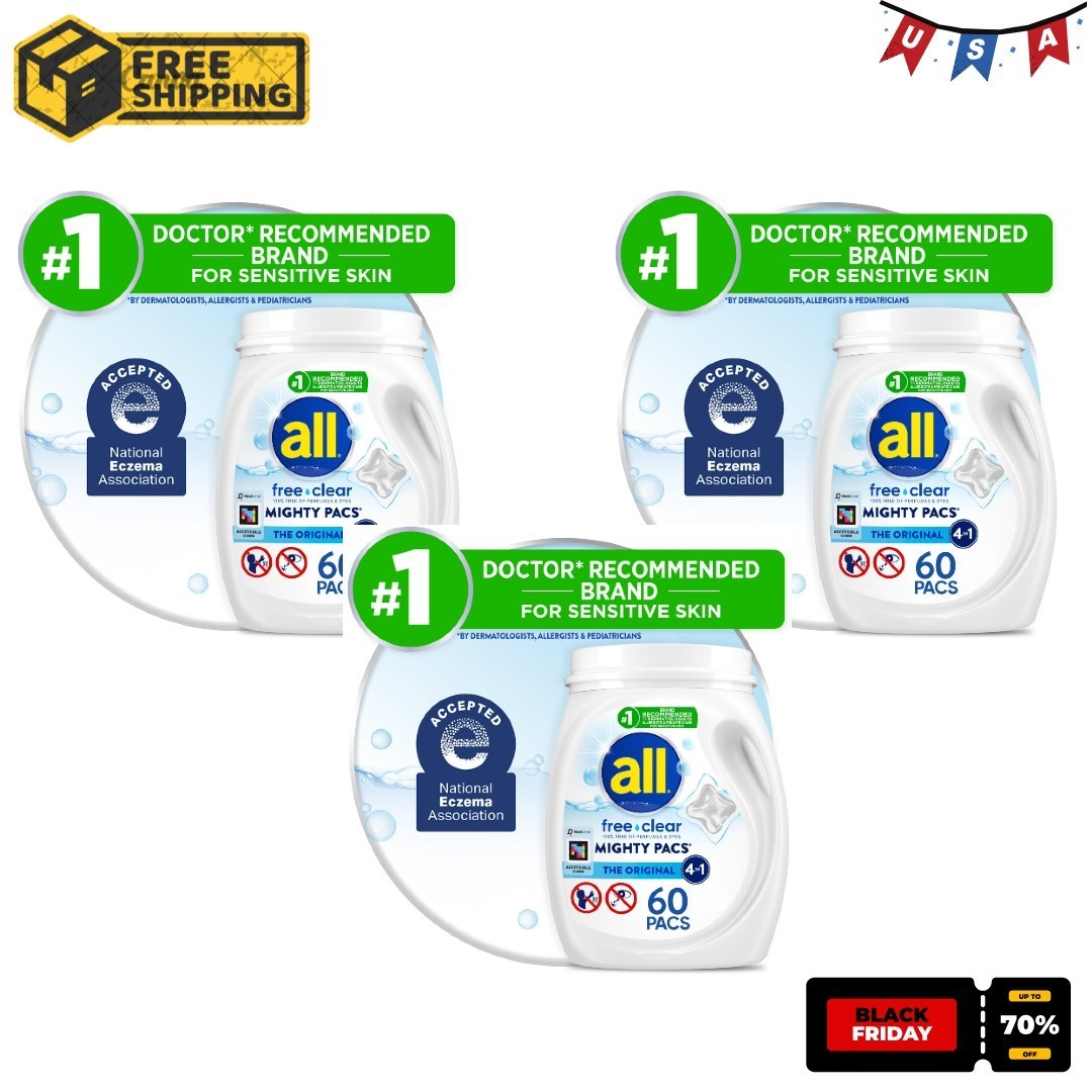 3 PACK all Free Clear Mighty Pacs, 60 Count