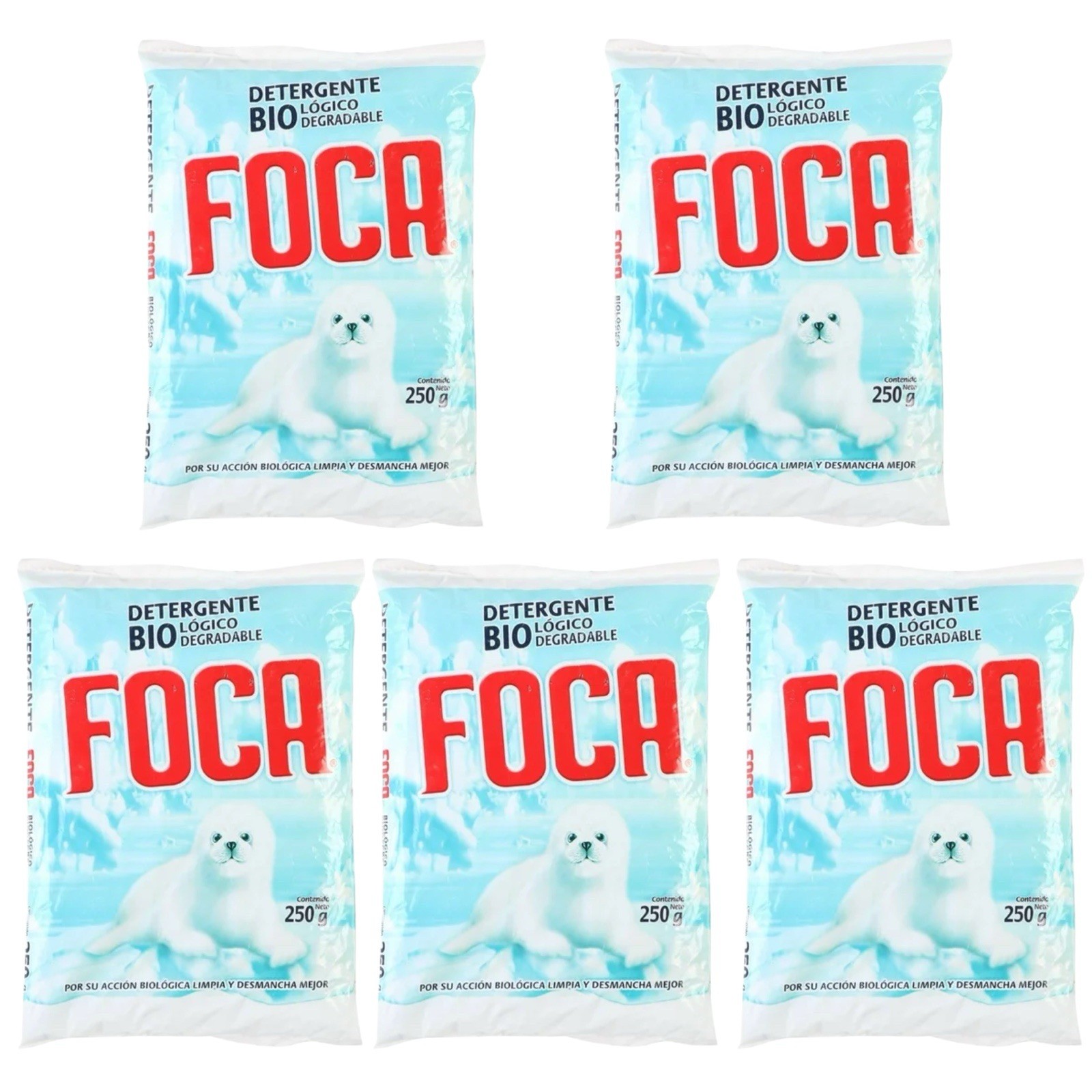 FOCA 🇲🇽 Powder Laundry Detergent, 250g, 5 Pack