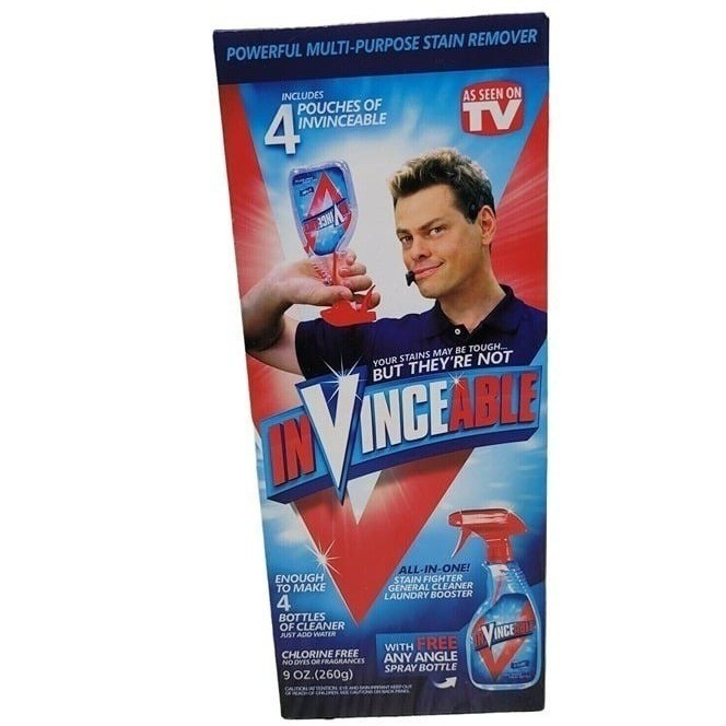 InVinceable Multi Purpose Stain Remover 9oz 4 Pouches Blue As Seen On TV Cleaner