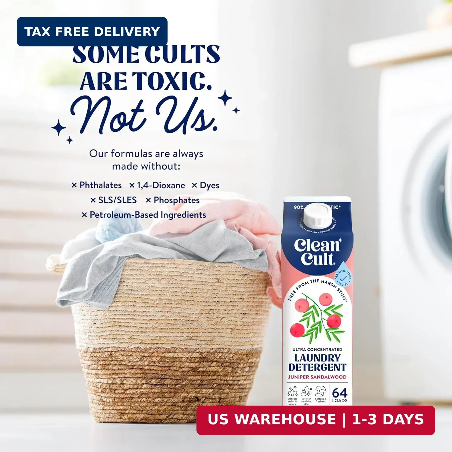 Ultra Concentrated Liquid Laundry Detergent Soap, 64 loads (32 oz), Long Lasting