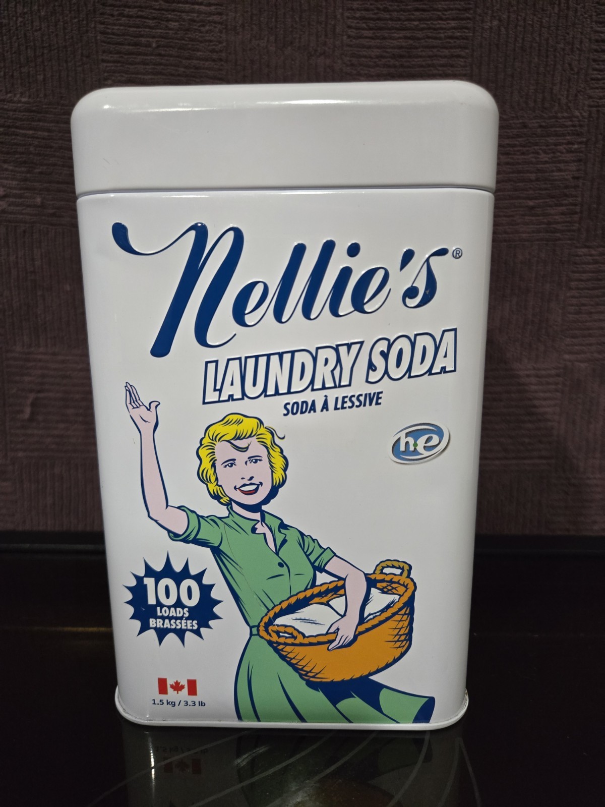 Nellie’s Laundry Detergent Powder 100 Loads Scent Free Phosphate Free Metal Tin