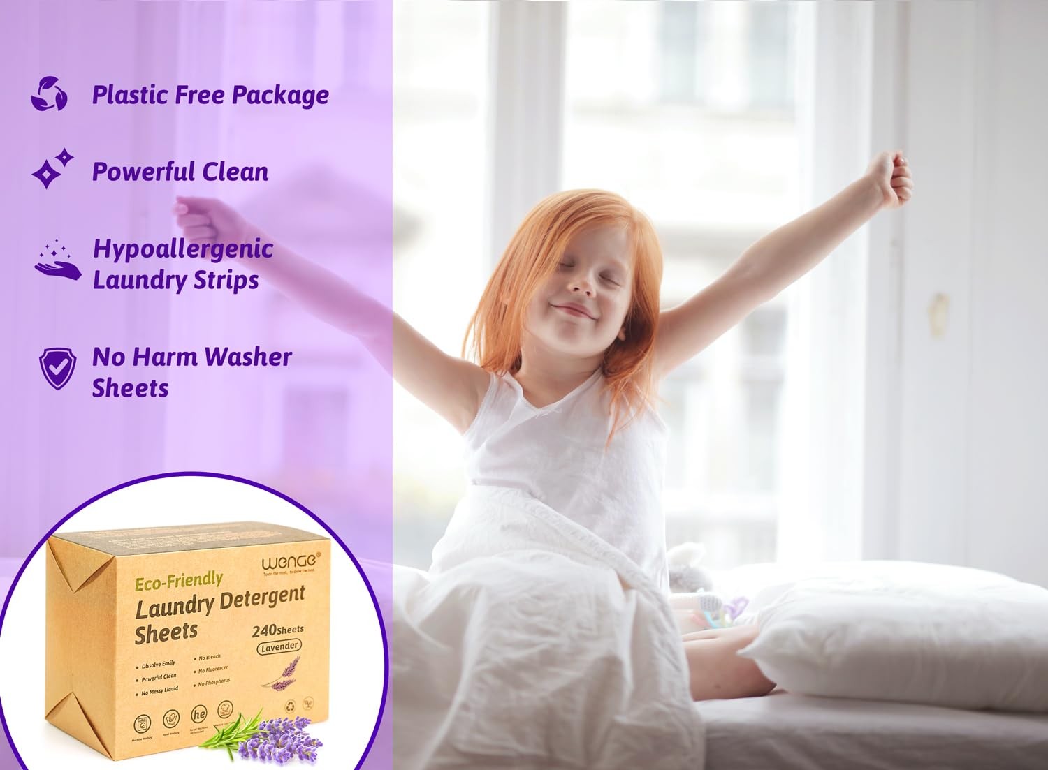 240 Count Laundry Detergent Sheets Eco-Friendly Hypoallergenic Lavender Scent