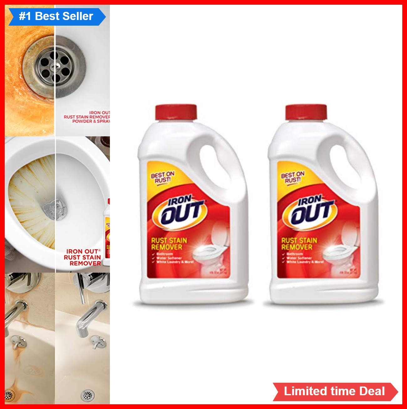 Rust Stain Remover Powder 48 Ounce 2 Pack Heavy Duty Multi-Purpose Bathroom