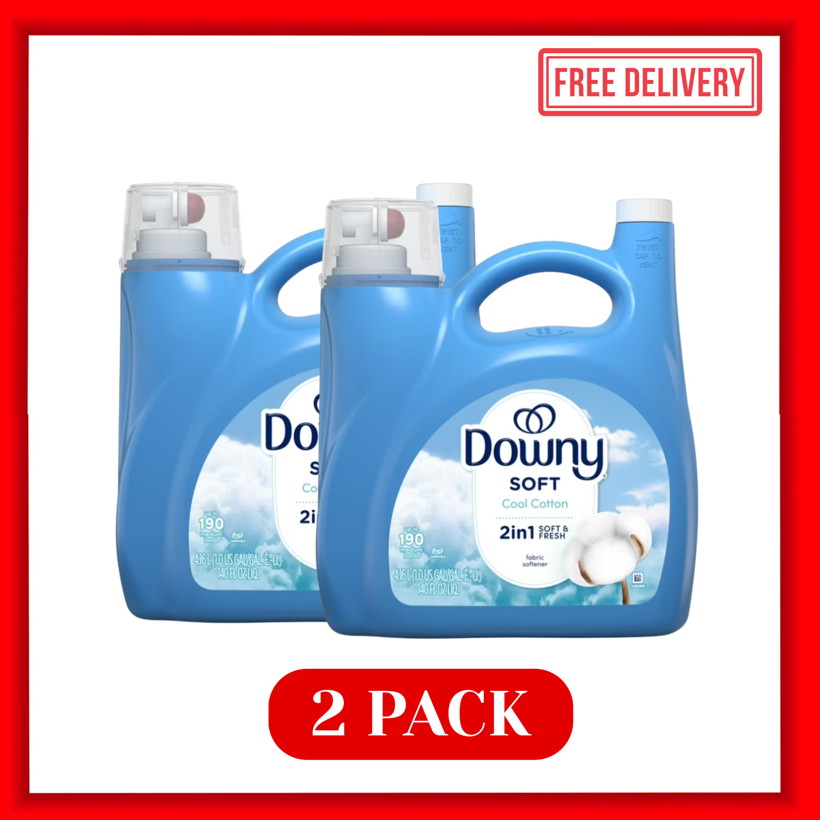 [2 PACK] Downy Cool Cotton Laundry Fabric Softener 140 fl oz