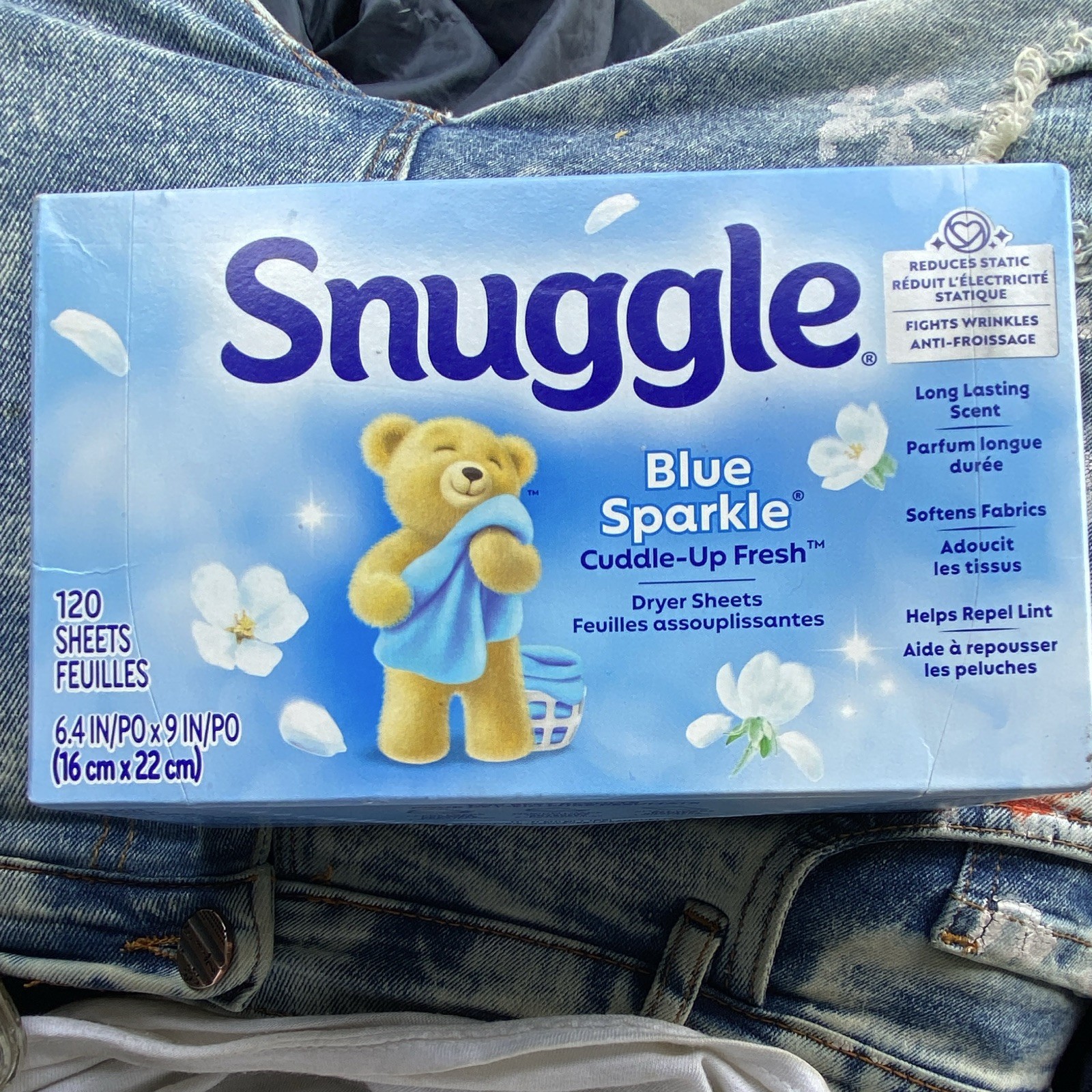 Snuggle Fabric Softener Dryer Sheets Blue Sparkle Long Lasting Fresh Scent 120Ct