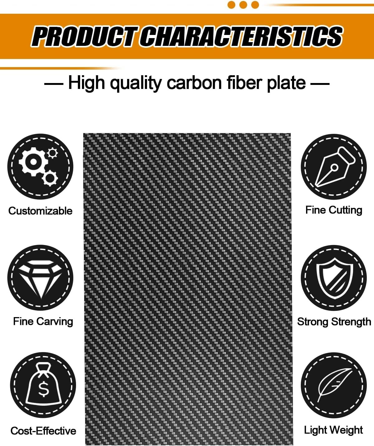Kalolary Carbon Fiber Sheet 250 X 100 X 1 MM, 3K Real Carbon Fiber Board Plate C