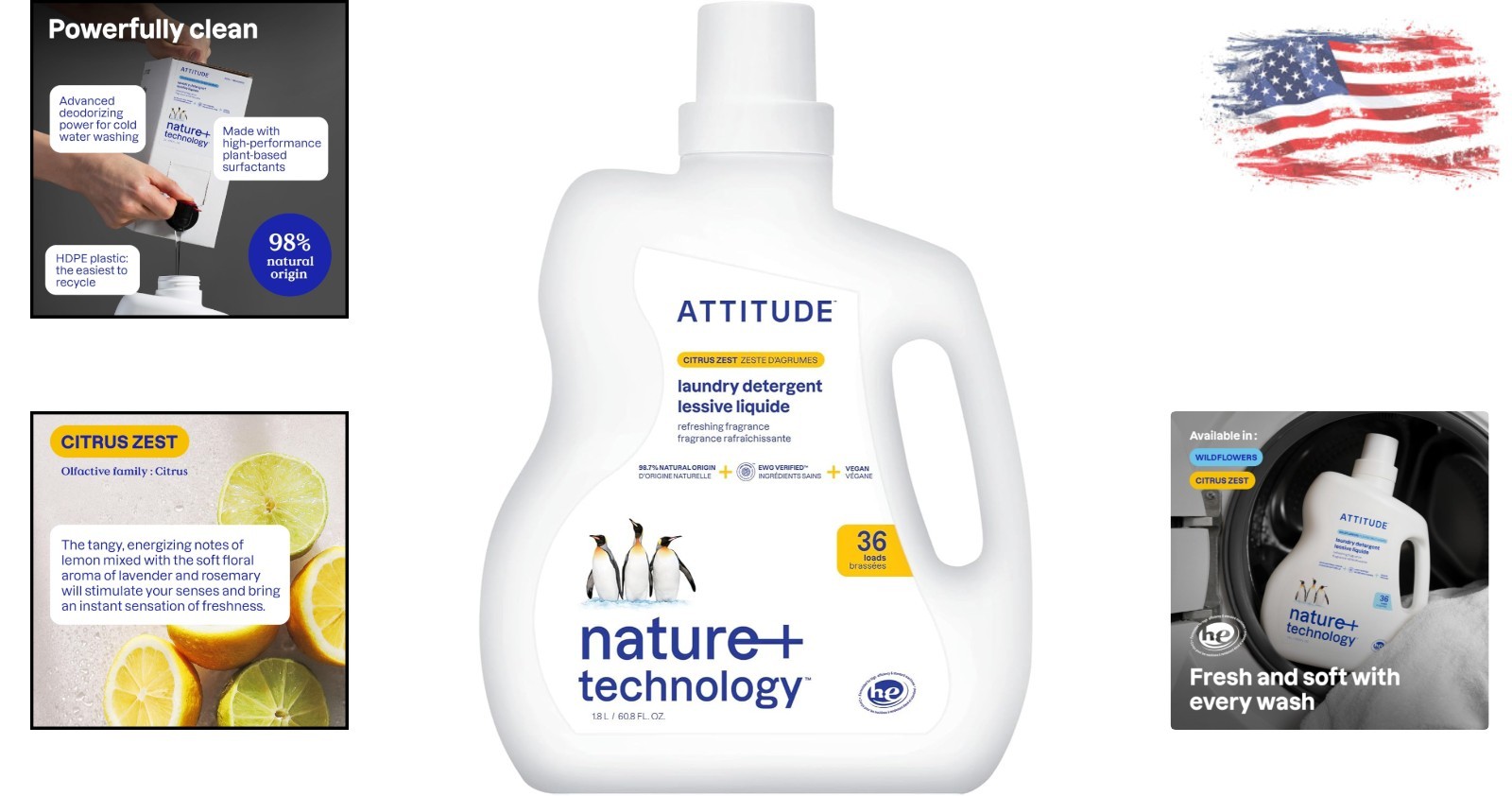 High Efficiency Laundry Soap with Citrus Zest – 60.8 Fl Oz, All Skin Types