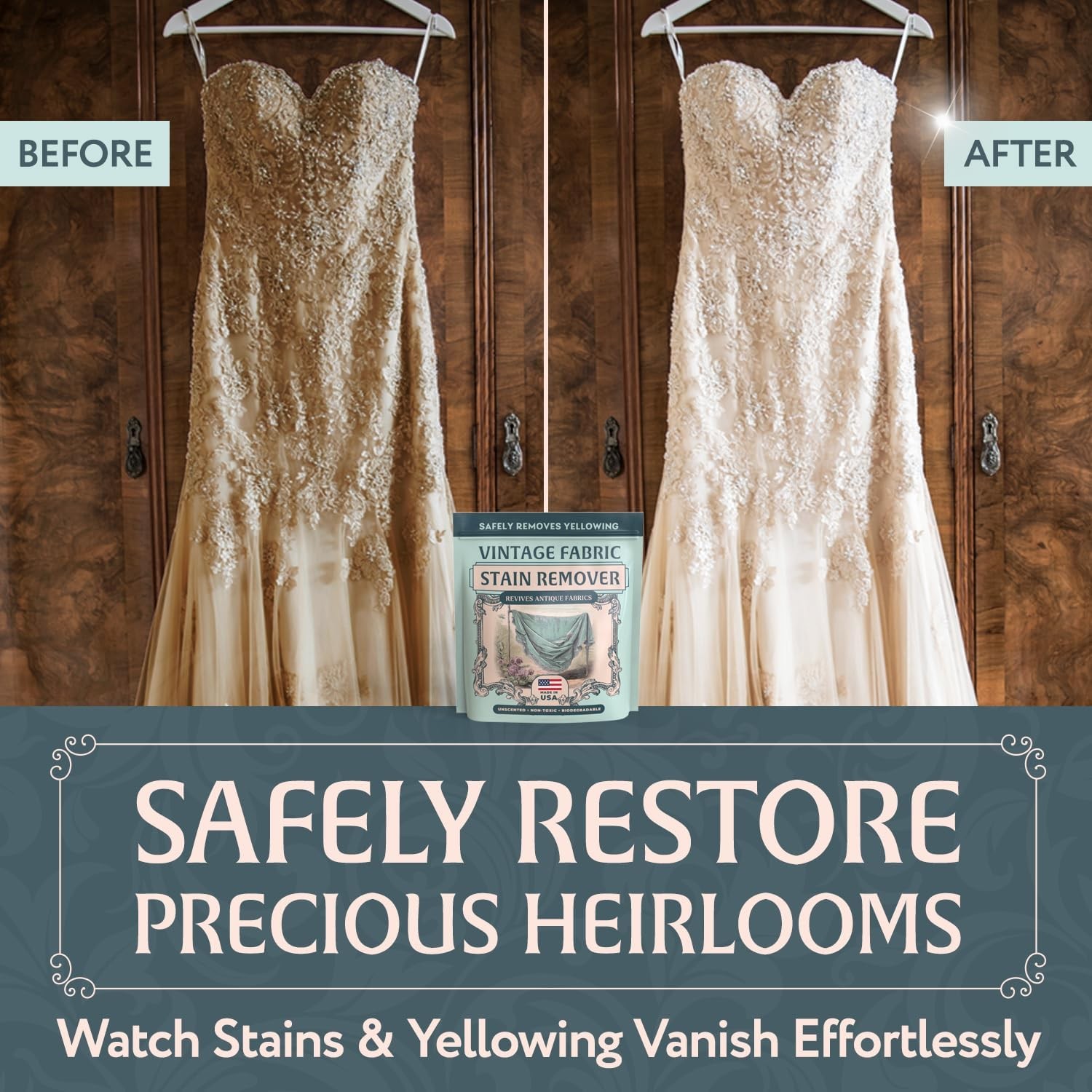 Vintage Fabric Stain Remover – Safely Cleans Retro & 16 Ounce (Pack of 1)