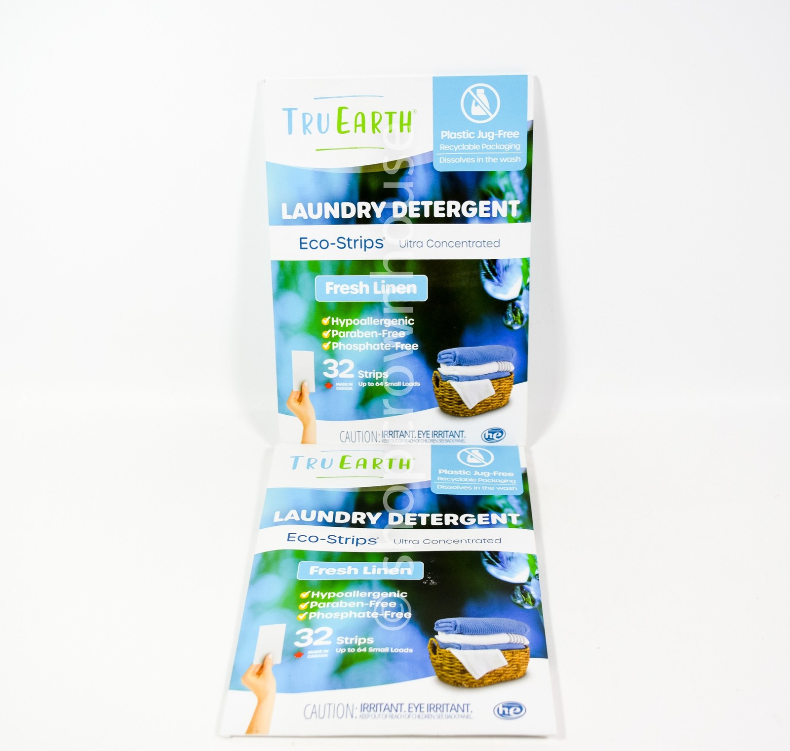 2 Tru Earth FRESH LINEN Eco-Strips Laundry Detergent 32 Loads 64 Total Loads