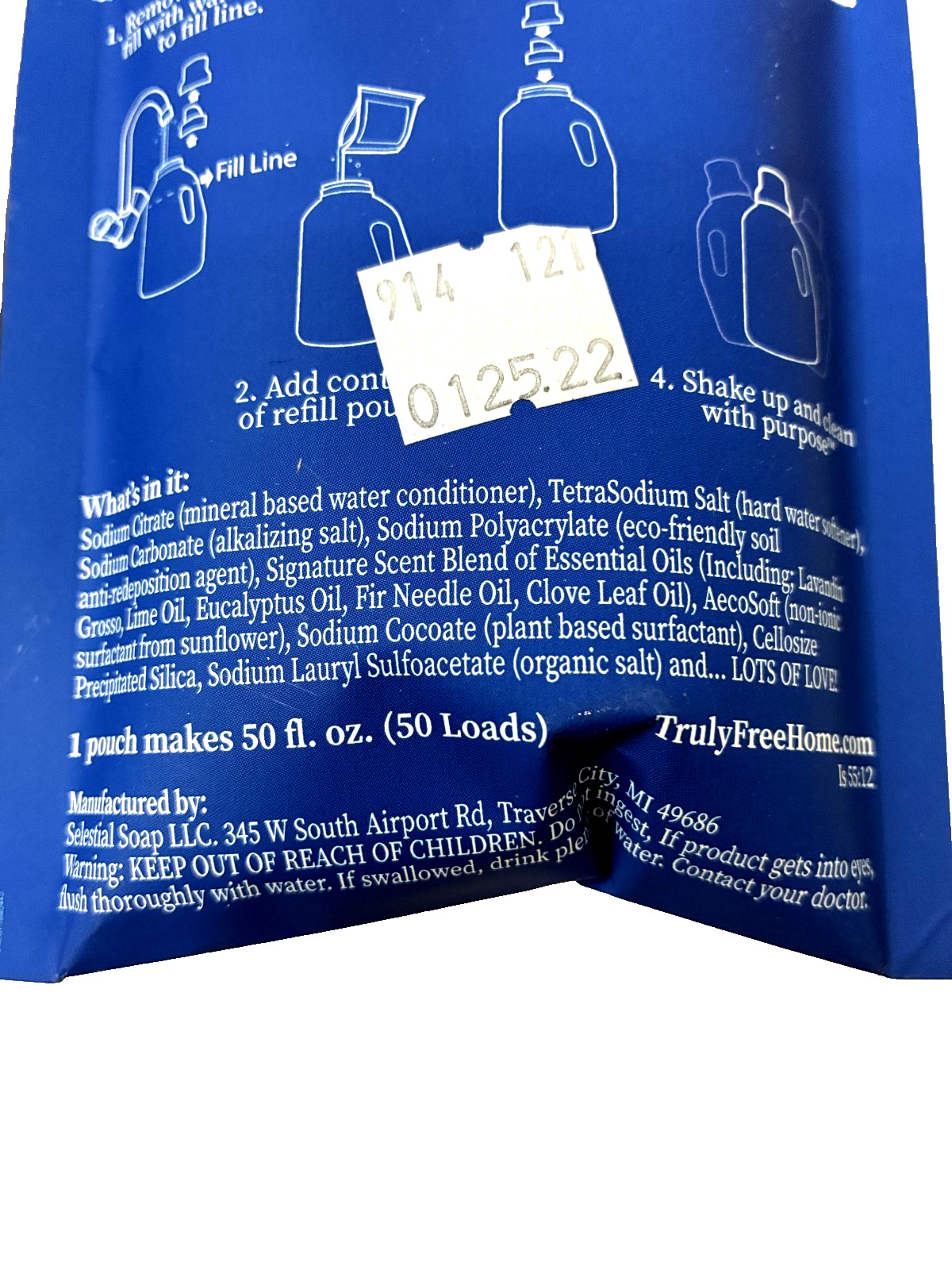 Truly Free Laundry Wash Refill Pouch Non-Toxic Signature Scent 50 Loads 2 Packs