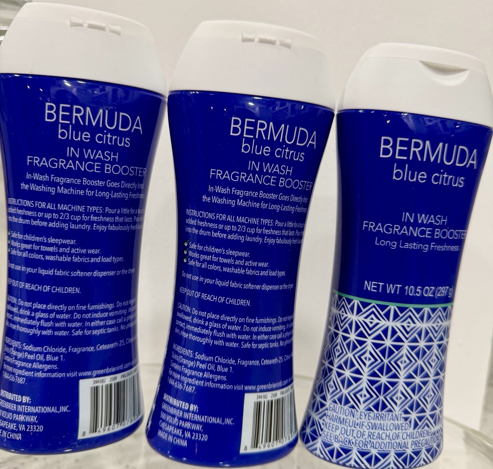 3 Pack In-Wash Fragrance Booster Granule Bermuda Blue CitrusScent 10.5 oz Laundr