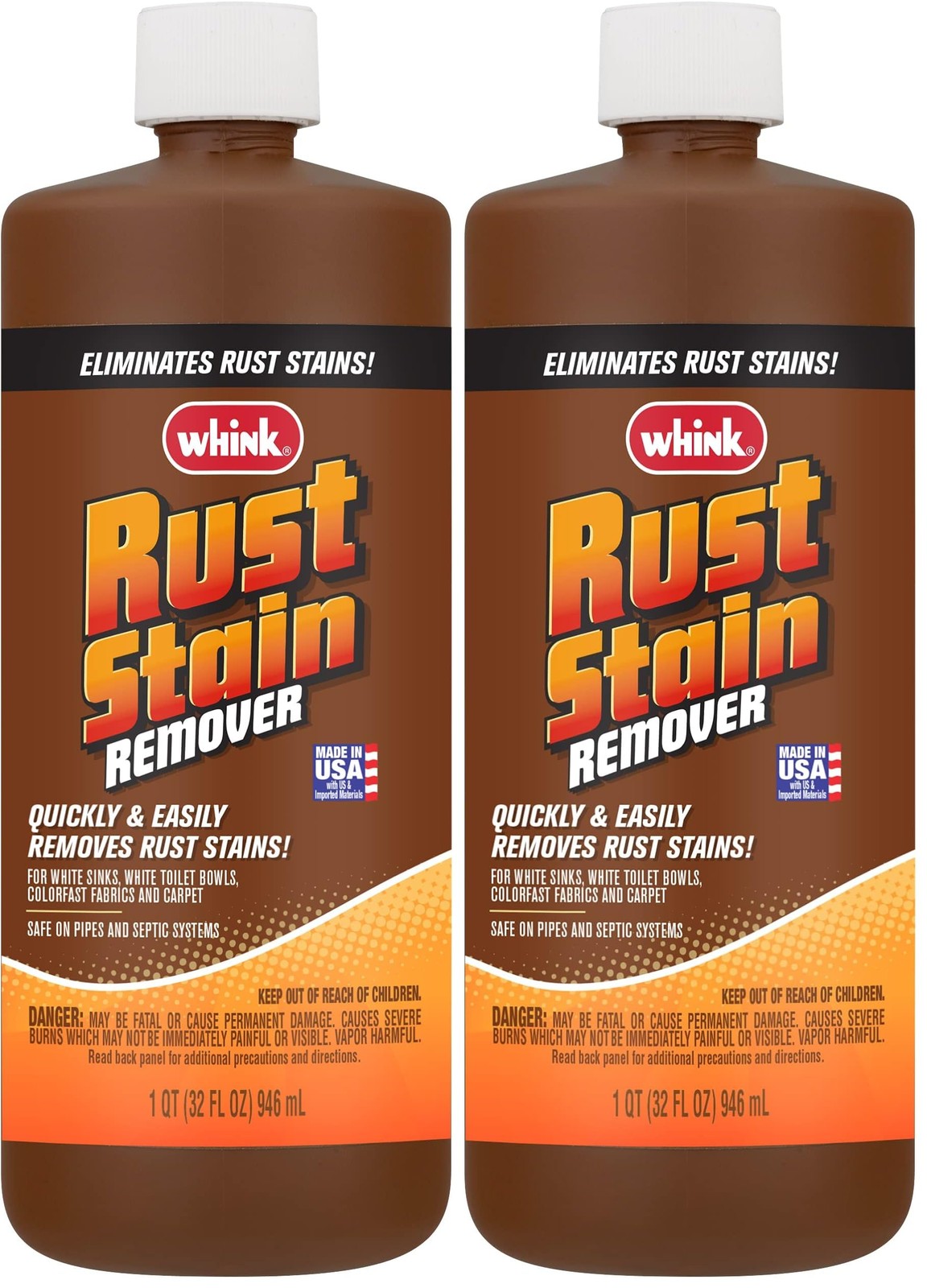 Whink 1232 Rust Stain Remover, 32 Oz (Pack of 2) 32 Fl 2), Brown
