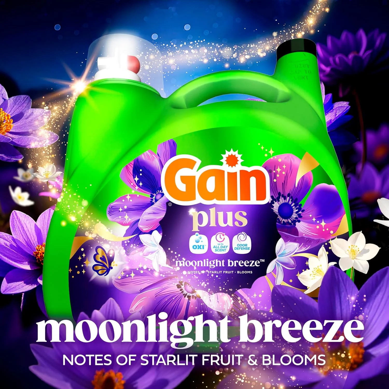 Gain Plus Liquid Laundry Detergent, Cleaner, Fresher, Now with Oxi, Moonlight Br