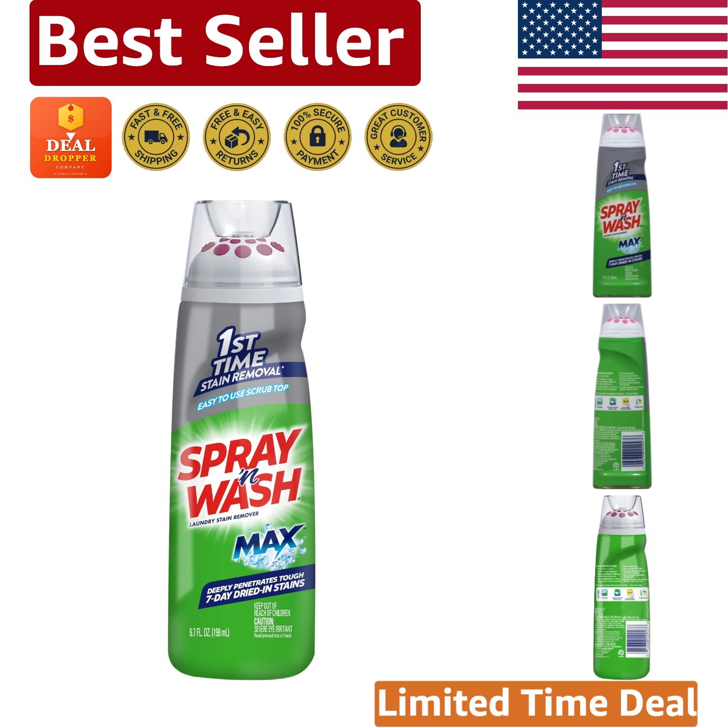 6.7 oz Max Gel Laundry Pre-Treat Stick – First-Time Stain Removal Formula