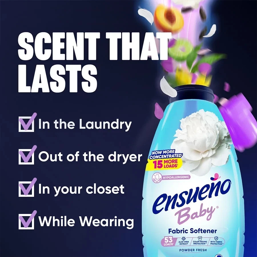(3 Pack) Ensueño Baby Hypoallergenic Liquid Laundry Fabric Softener – Baby Powd