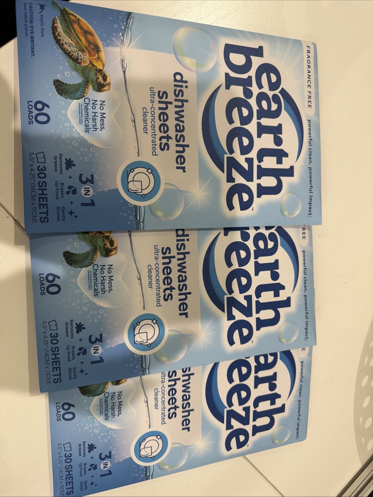Earth Breeze Dishwasher Sheets( 3 Packages 60 )Loads Each 30 Sheets Each New🔥