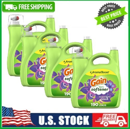 4 Pack Liquid Laundry Fabric Softener&Conditioner, Moonlight Breeze,140 fl oz Pk