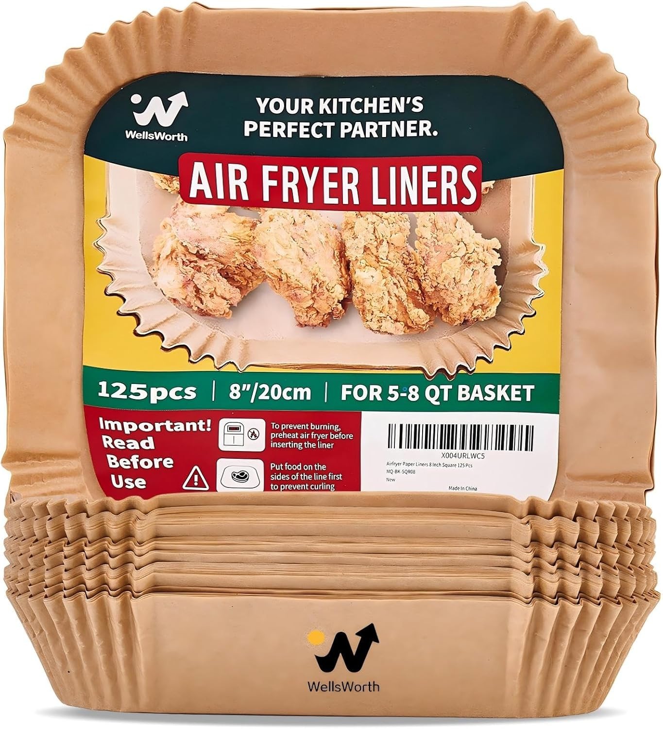 40GSM Air Fryer Paper Liners, 125Pcs 8 inch Disposable Parchment Paper for 5-8 q